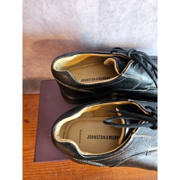 Johnston & Murphy Men's Locklin Woven Venetian LeatherOxfords. Black. Size 9.5 - Picture 6 of 15